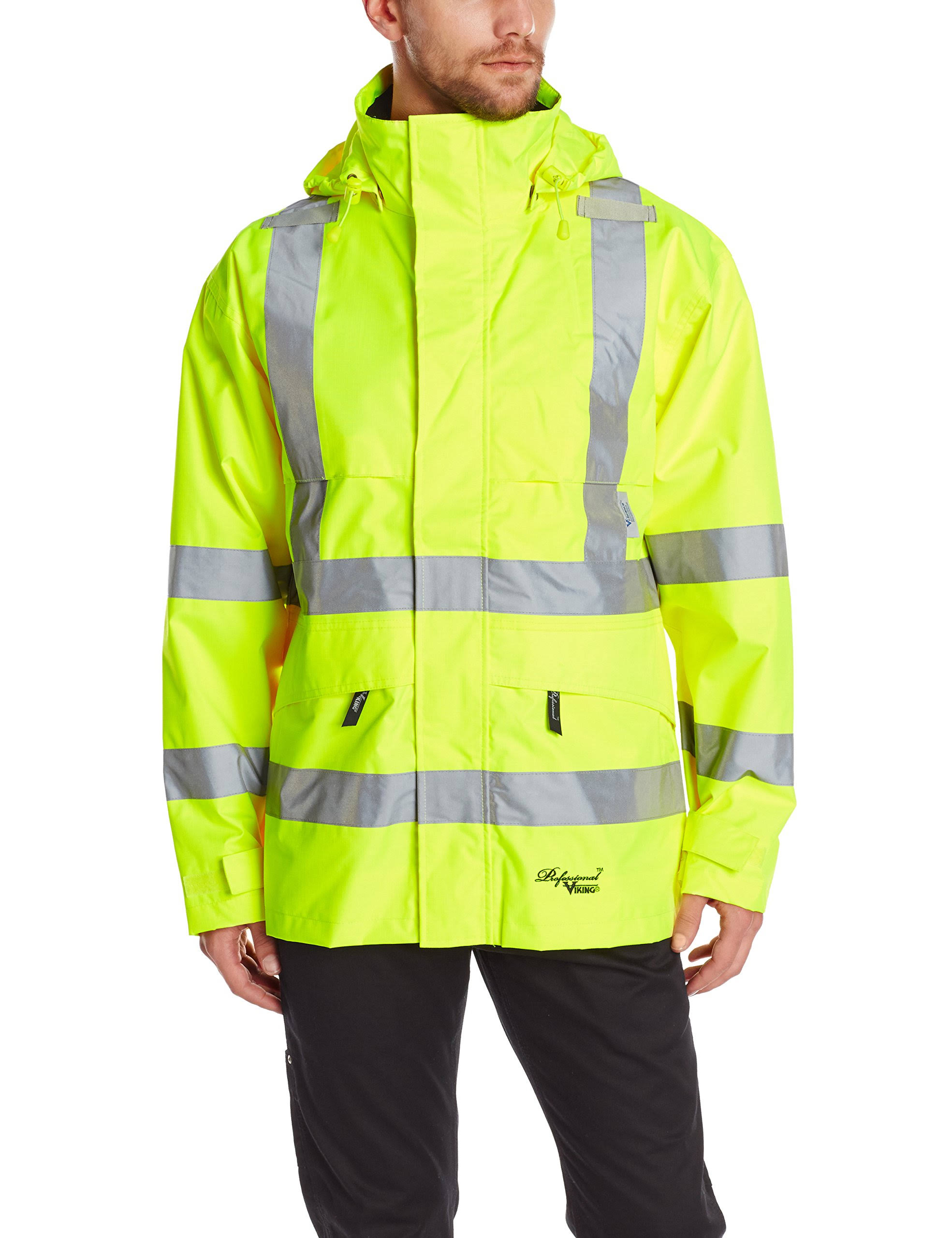 Viking D6329JG-XL Rain Jacket, Class 3, Trilobal, Green, XL